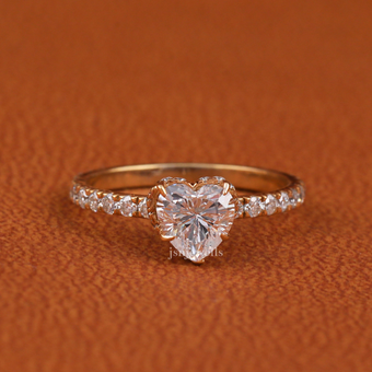 Heart Cut Lab Created Diamond Hidden Halo Ring For Gift