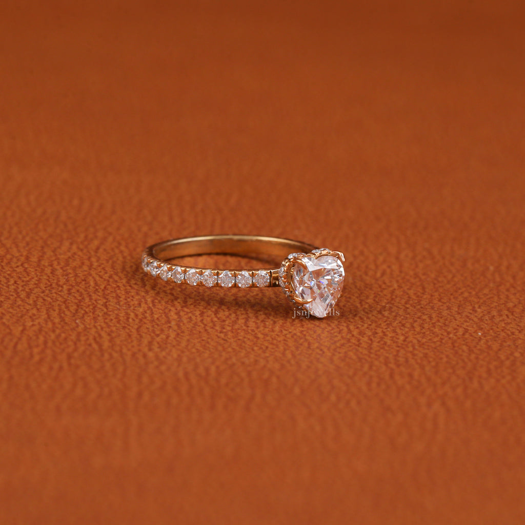 Heart Cut Lab Created Diamond Hidden Halo Ring For Gift