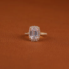 Emerald Cut Lab Grown Diamond Halo Engagement Ring