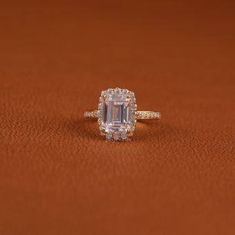 Emerald Cut Lab Grown Diamond Halo Engagement Ring