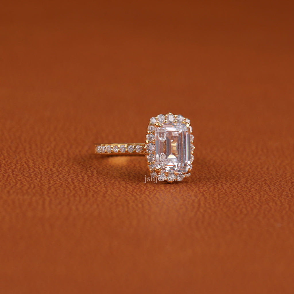 Emerald Cut Lab Grown Diamond Halo Engagement Ring