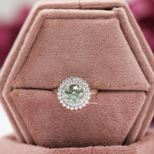 Green Round Cut Lab Diamond Double Halo Bridal Wedding Ring