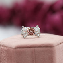 Pink Round Lab Diamond Tapered Baguette Engagement Ring