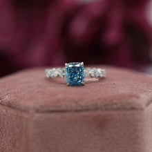 Blue Radiant-Cut Diamond Ring