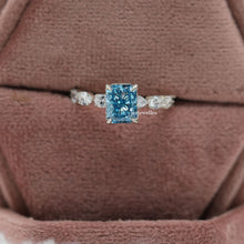 Blue Radiant-Cut Diamond Ring