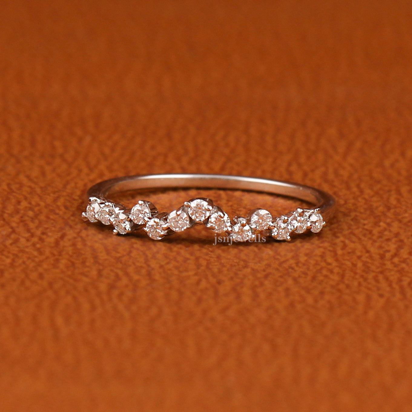 Round Cut Lab Grown Diamond Half Eternity Wedding Band