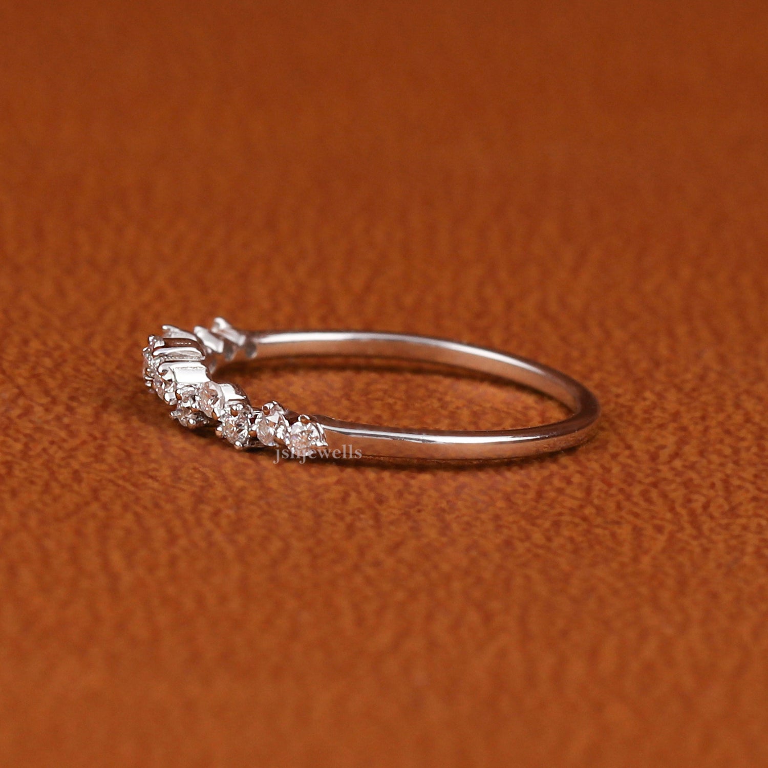 Round Cut Lab Grown Diamond Half Eternity Wedding Band