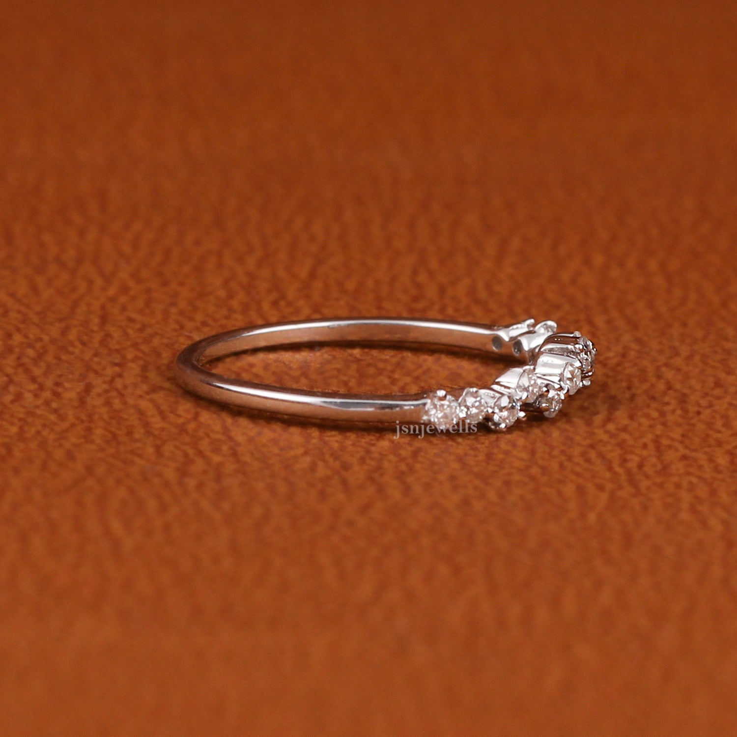 Round Cut Lab Grown Diamond Half Eternity Wedding Band