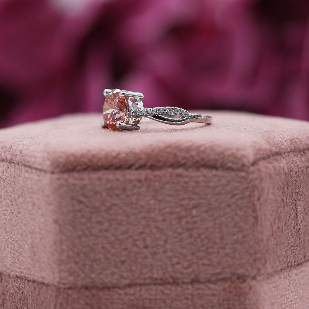 Pink Round Cut Lab Grown Diamond infinity Pave Ring