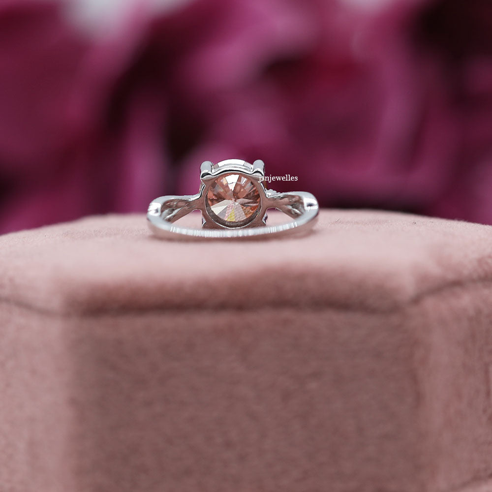 Pink Round Cut Lab Grown Diamond infinity Pave Ring