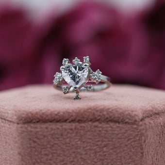 Diamond Cluster Setting Heart Cut Anniversary Ring