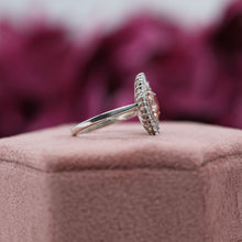 Pink Round Cut CVD Diamond Halo Cluster Ring