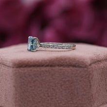 Blue Radiant Cut Lab Grown Diamond Pave Wedding Ring