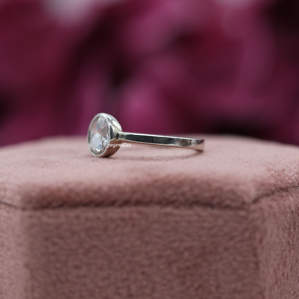 0.55 Ct Rose Cut Diamond Engagement Ring