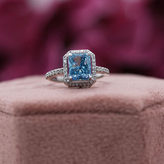 Radiant Cut Diamond Halo Anniversary Ring