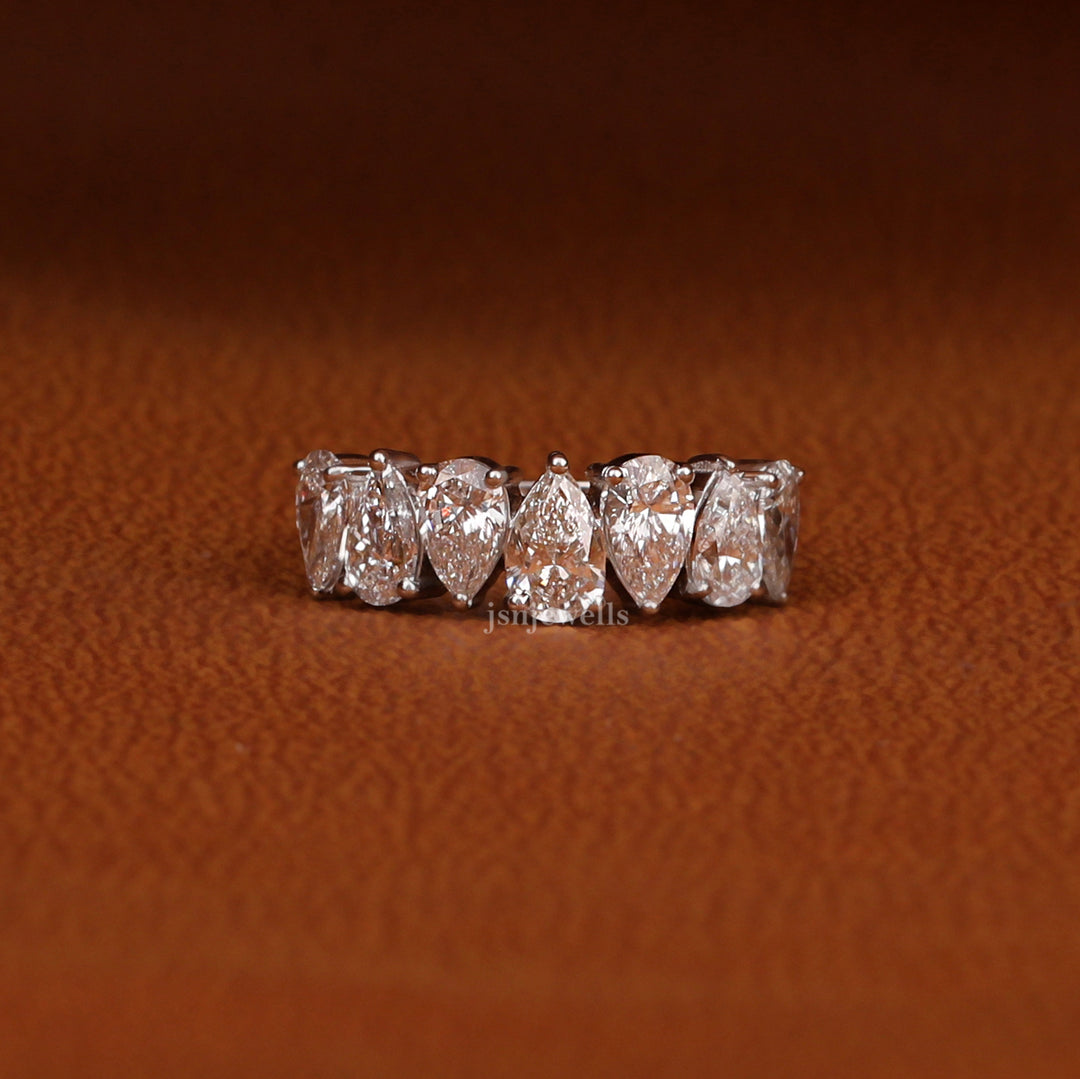 Pear Cut Lab Grown Diamond Half Eternity Wedding Band