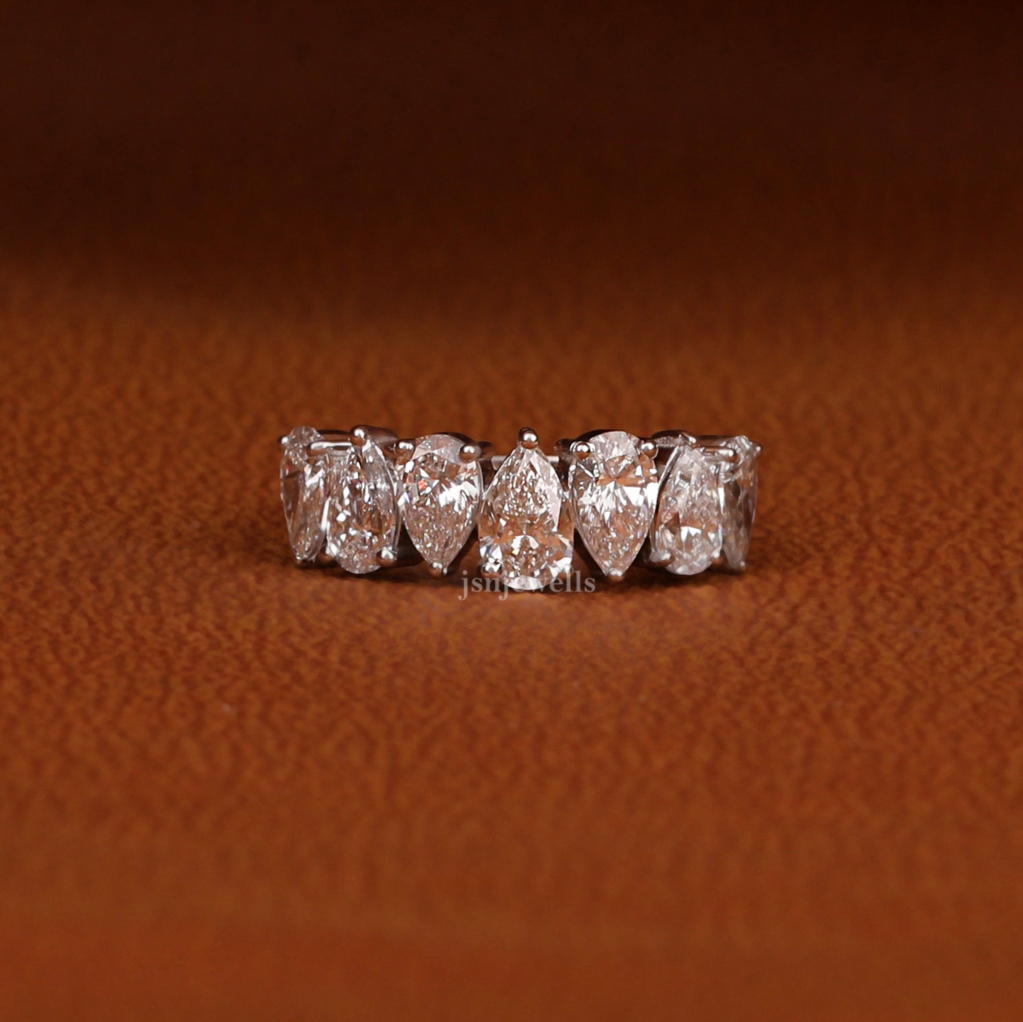 Pear Cut Lab Grown Diamond Half Eternity Wedding Band