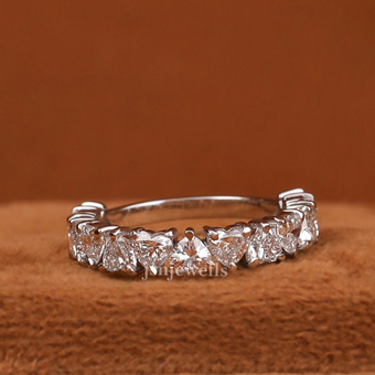 3.5 TCW Heart Cut Lab Grown Diamond Half Eternity Wedding Band For Women