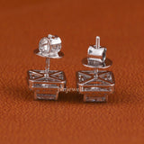 Princess Cut Lab Grown Diamond Halo Stud Earrings