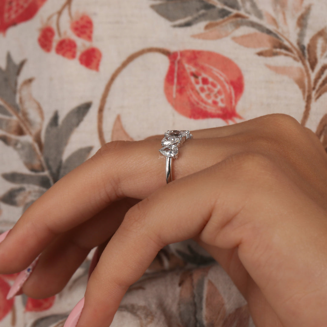 Pear Cut Lab Grown Diamond Half Eternity Wedding Band