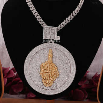 White & Yellow Moissanite Diamond Hip Hop Rapper Pendant