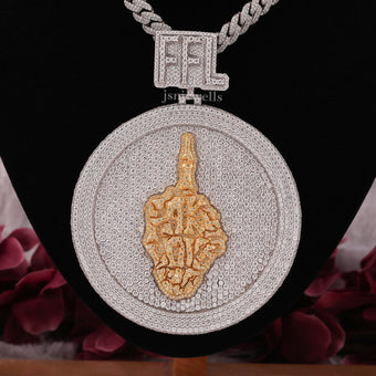 White & Yellow Moissanite Diamond Hip Hop Rapper Pendant