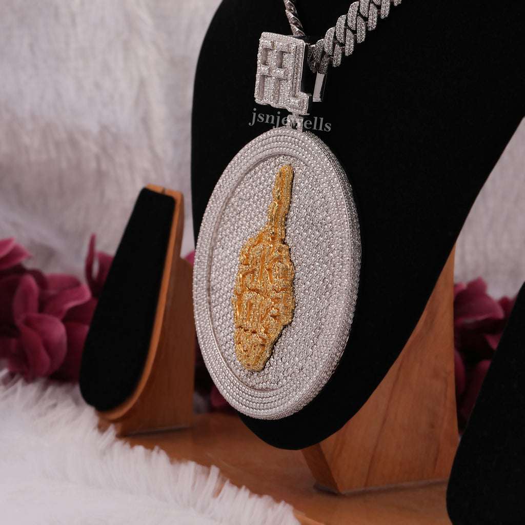 White & Yellow Moissanite Diamond Hip Hop Rapper Pendant