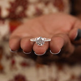 Round Cut Lab Grown Diamond Pave Setting Engagement Ring