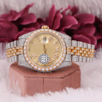 Moissanite Fully Iced Out Two Tone Hip Hop Watch