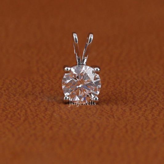 Round Cut Lab Grown Diamond Solitaire Pendant Necklace