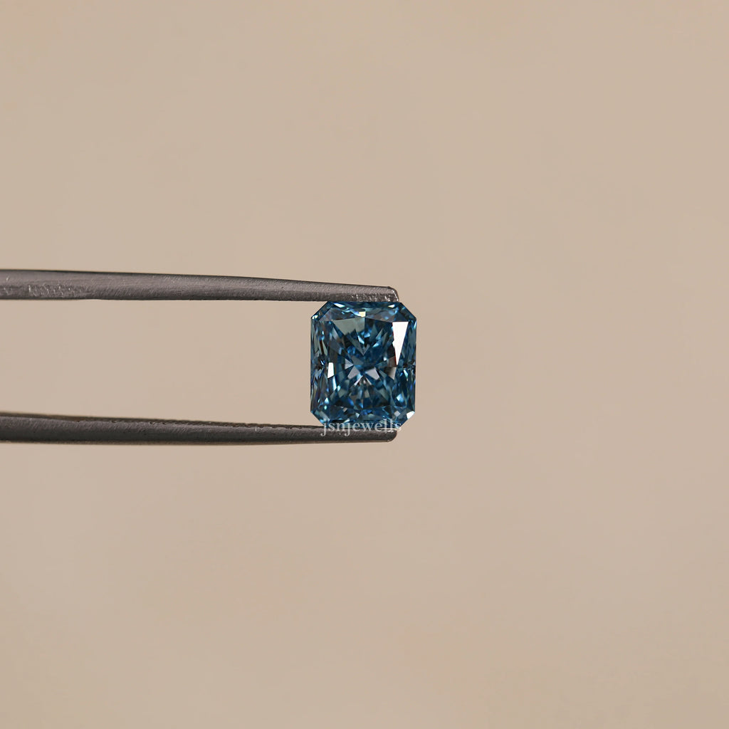 2 CT Radiant Cut Loose Lab Grown Diamond Blue Color VS1 Clarity