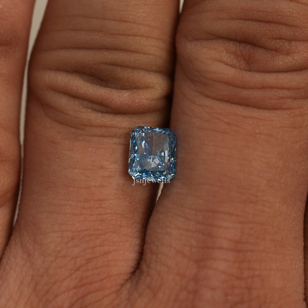 2 CT Radiant Cut Loose Lab Grown Diamond Blue Color VS1 Clarity