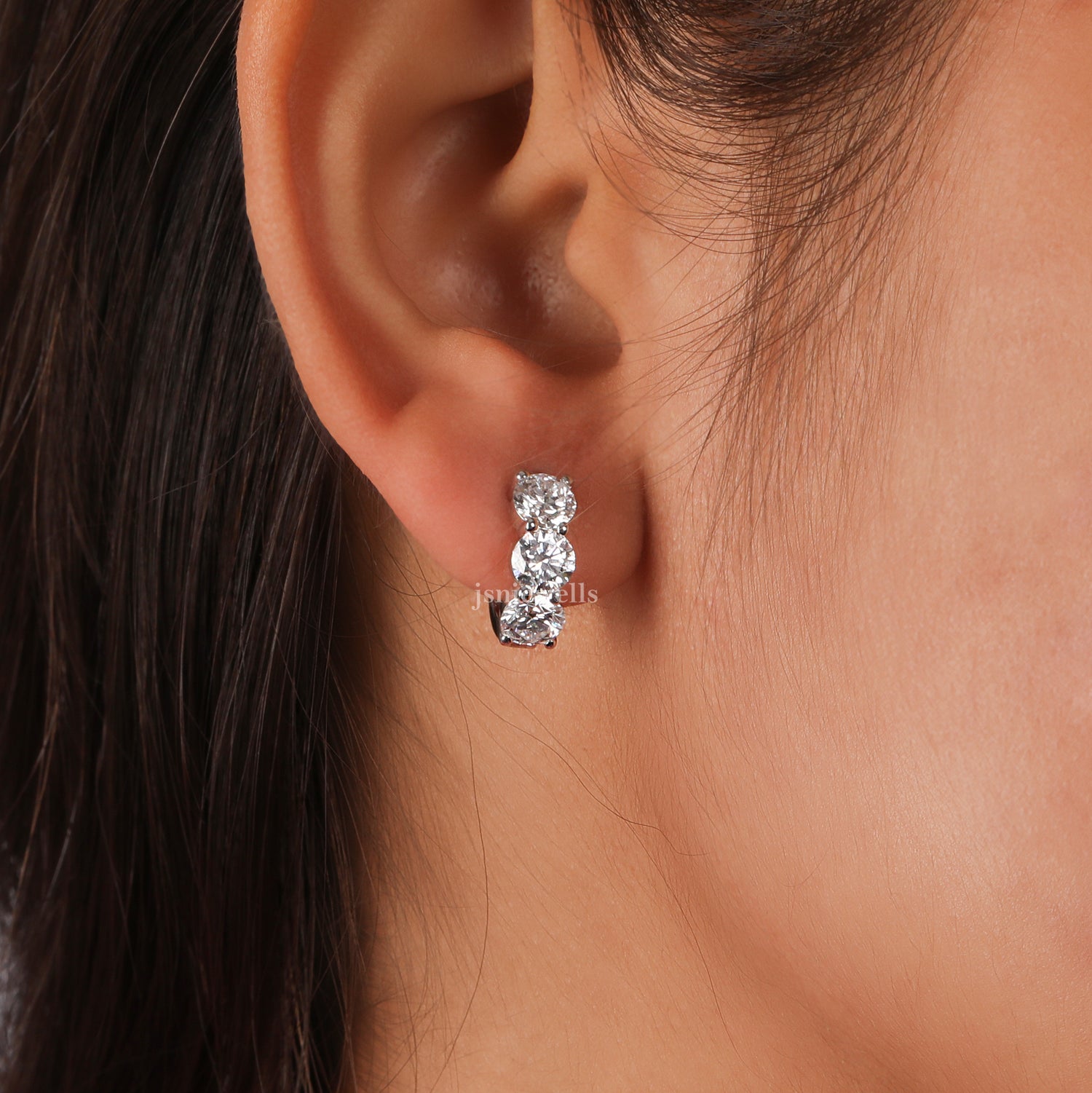 Round Cut Lab Grown Diamond Huggee Hoop Earrings
