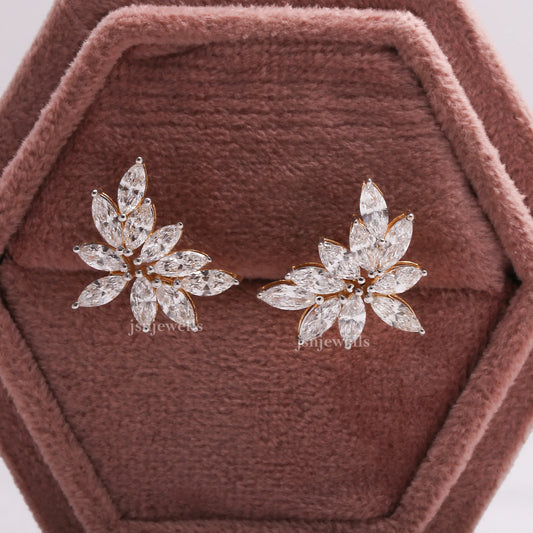 5 TCW Conflict Free Marquise Cut Cluster Stud Earrings