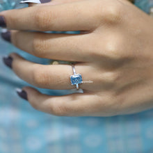 Radiant Cut Blue Diamond Solitaire Engagement Ring