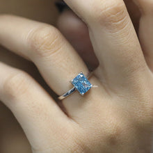 Radiant Cut Blue Diamond Solitaire Engagement Ring