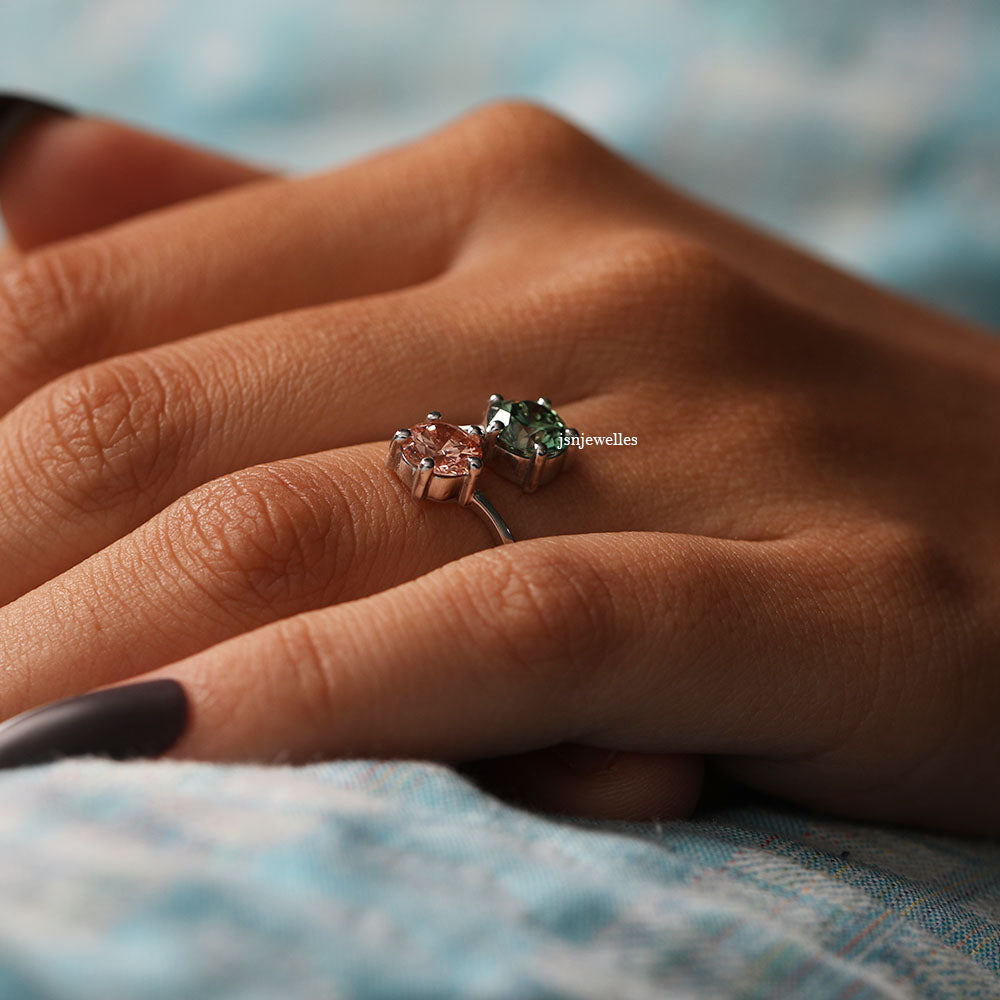 Round Cut Fancy Color Lab Grown Diamond Toi Et Moi Ring