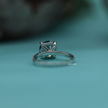 Blue Round Cut Lab Grown Diamond Engagement Ring