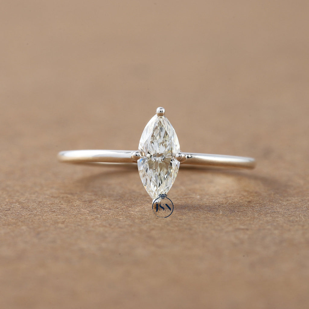 Marquise Cut CVD Diamond Solitaire Birthday Gift Ring