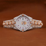 Custom Skull Full Iced Out Moissanite Diamond Wrist Watch With Two Tone Stylish Hip Hop Watch