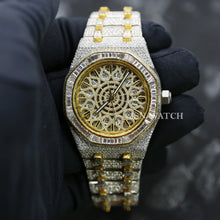 Two-Tone Moissanite Watch With Unique Iced Out Pattern