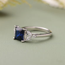 1 Carat Princess Cut Blue Lab Created Diamond Engagement Ring