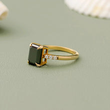 Emerald Cut Black Lab Created Diamond Engagement Ring