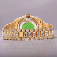 Fully Iced Out Round-Baguette Cut Natural Diamond Swiss Movement Wrist Watch