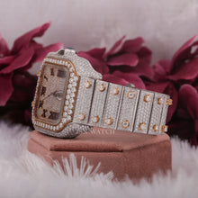 Fully Iced Out Square Dial Moissanite Watch With Roman Dial