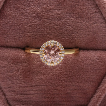 1.5CT Pink Round Cut Lab Diamond Engagement Ring