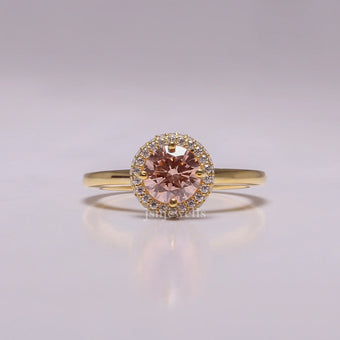 1.5CT Pink Round Cut Lab Diamond Engagement Ring