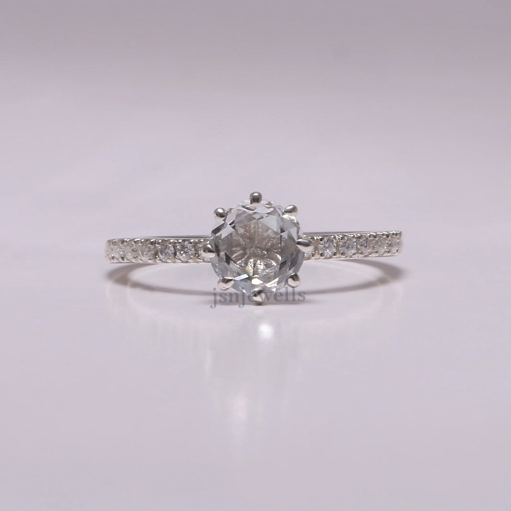 1 CT CVD Diamond Solitaire With Accent Engagement Ring