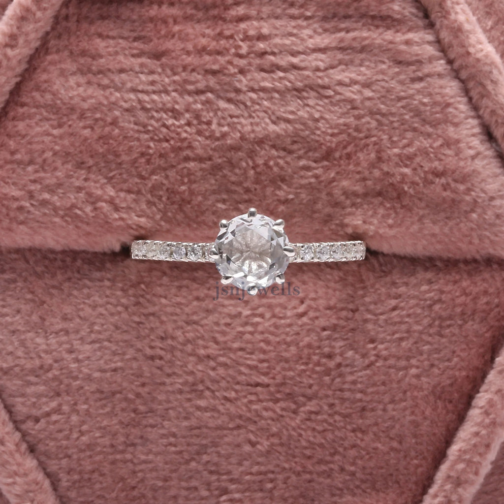 1 CT CVD Diamond Solitaire With Accent Engagement Ring