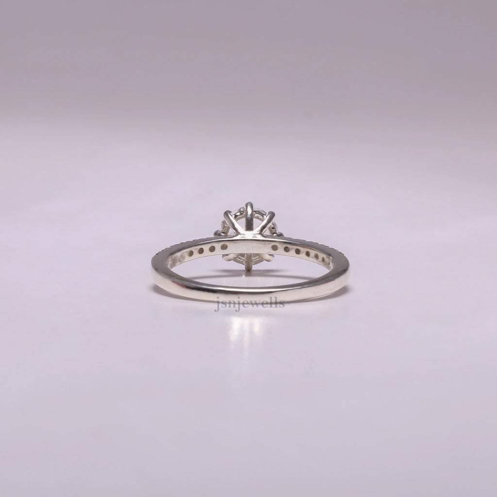 1 CT CVD Diamond Solitaire With Accent Engagement Ring